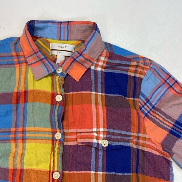 J Crew Boy Plaid Button Up Shirt Women Size 0 Multicolor Long Sleeve 02854 - Picture 2 of 6